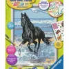 Ravensburger Malen Nach Zahlen "Pferd Am Strand", Inkl. Stickern BLAU/ SCHWARZ