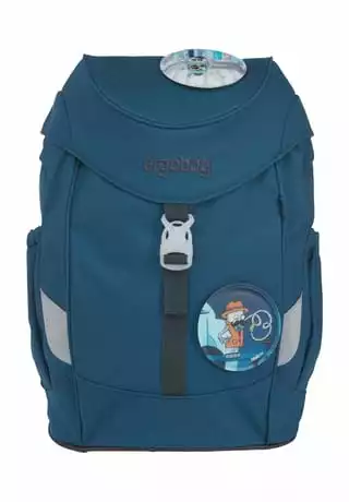 Ergobag Kinderrucksack "RobotBär", Inkl. 2 Kletties Jeansblau
