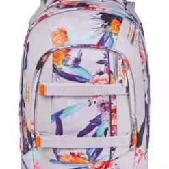 Satch Schulrucksack "pack Endless Bloom", Florales Dessin Weiß/ Violett/ Orange
