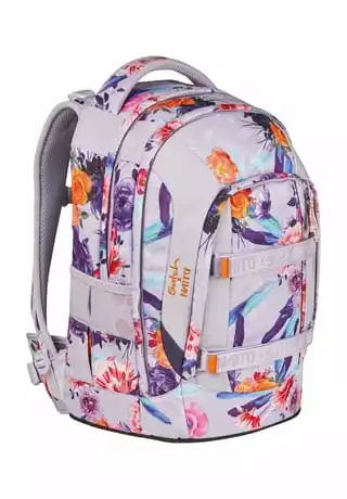 Satch Schulrucksack "pack Endless Bloom", Florales Dessin Weiß/ Violett/ Orange – Bild 2