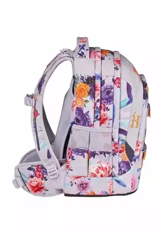 Satch Schulrucksack "pack Endless Bloom", Florales Dessin Weiß/ Violett/ Orange – Bild 3