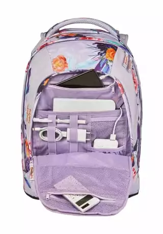 Satch Schulrucksack "pack Endless Bloom", Florales Dessin Weiß/ Violett/ Orange – Bild 7