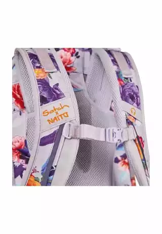 Satch Schulrucksack "pack Endless Bloom", Florales Dessin Weiß/ Violett/ Orange – Bild 12