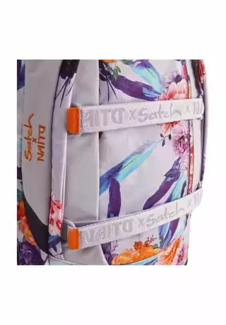 Satch Schulrucksack "pack Endless Bloom", Florales Dessin Weiß/ Violett/ Orange – Bild 14