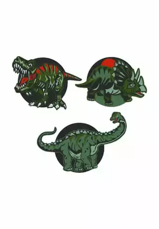 DerDieDas® Wechselbuttons "Dino", 3-teiliger Set., Für Kinder Grün