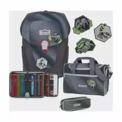Scout® Ranzenset Sunny II Set 4-Tlg. Superflash Anthrazit/ Schwarz