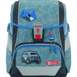 Step By Step® Schulranzen-Set 2in1Plus "Police Truck", 6-tlg Hellblau