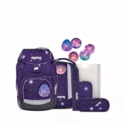 Ergobag Schulranzen-Set Pack "Bärgasus Glow", 6-teilig Dunkelblau, Schwarz