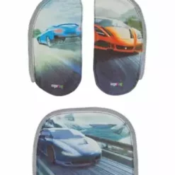 Ergobag Motiv Zip-Set "Autos", 3-teiliges Rucksack Zubehör, Für Jungen Grau, Rot